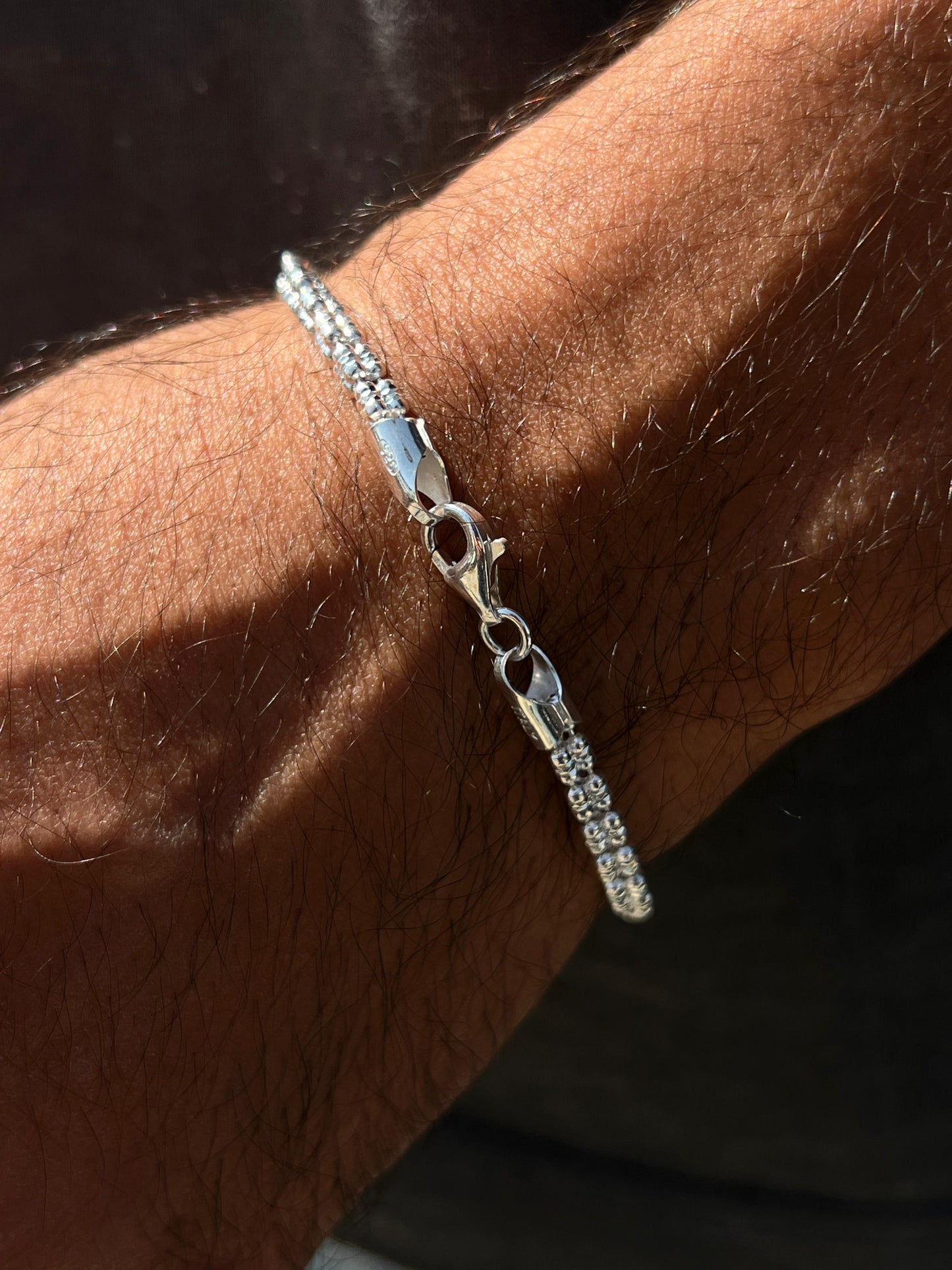 Frost Line Sterling Silver Bracelet S925-(20cm-4mm)