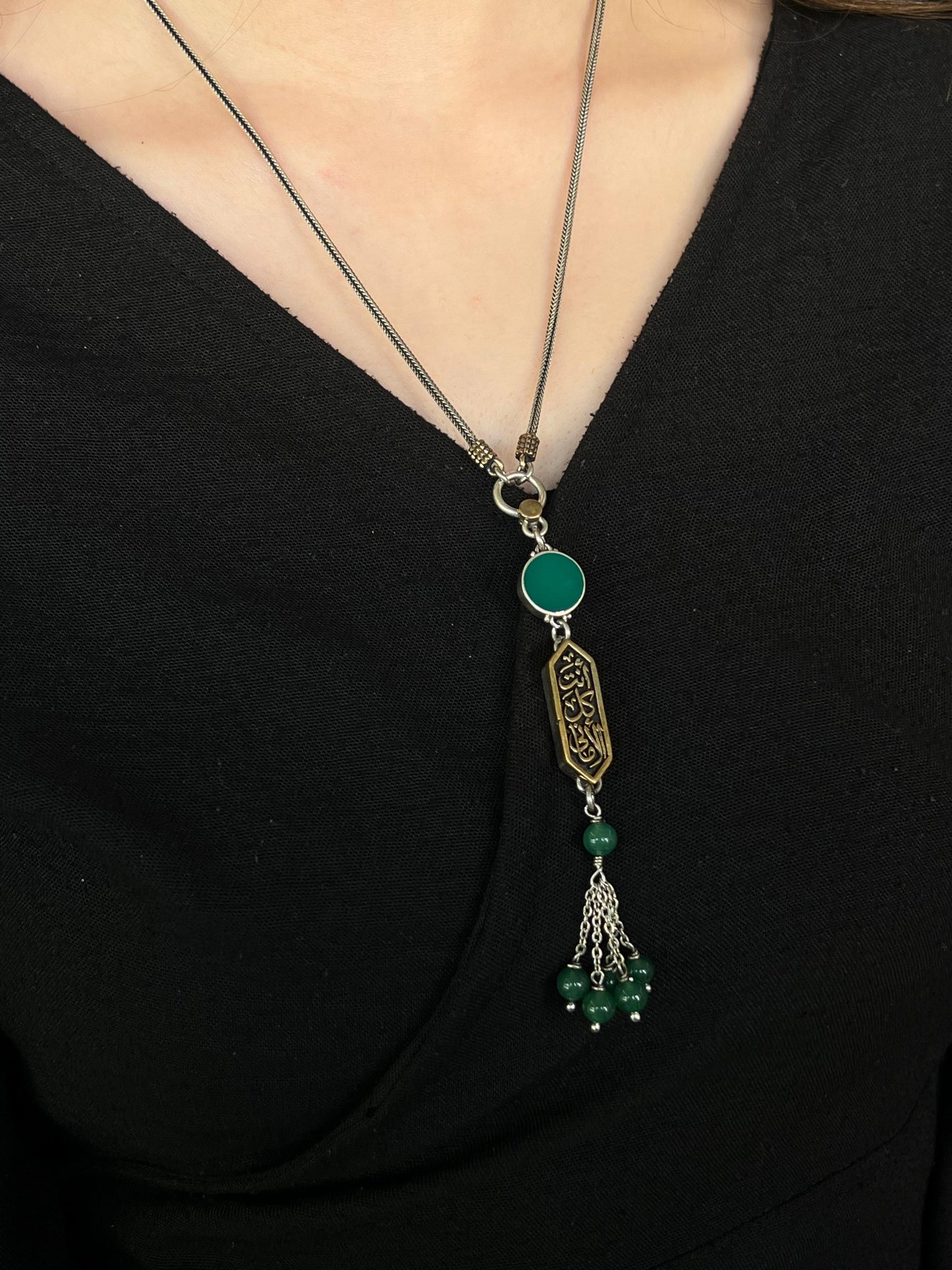 Arabic Necklace (أنت كل الأماني) T Lock - pure Silver -35cm