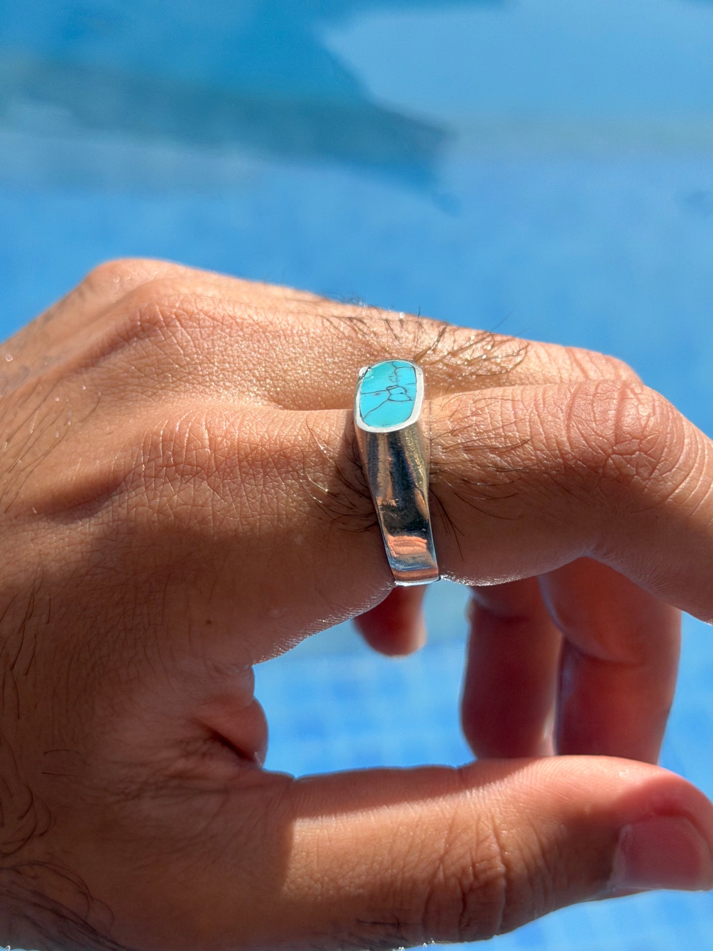 Turquoise Dome Signet Ring in Sterling Silver 925s