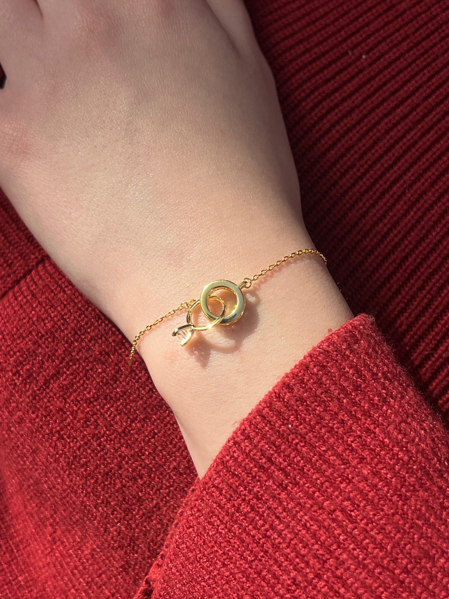 Fine Gold plated Promise Rings Bracelet -in Sterling Silver -925