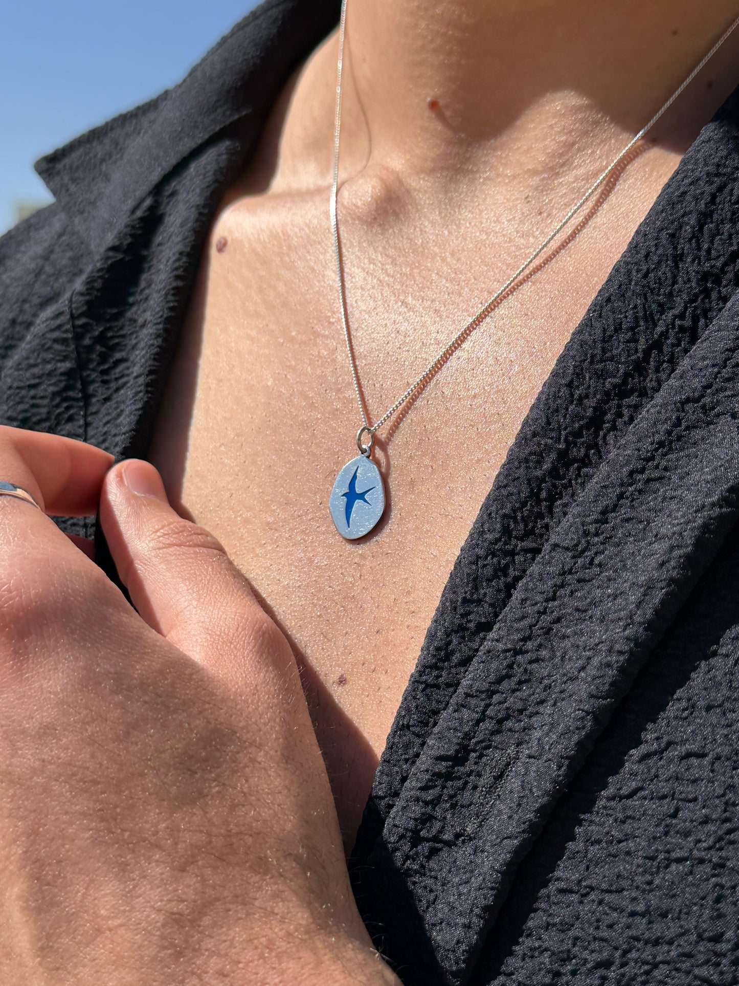 Blue Liberty Necklace in Sterling Silver 925s