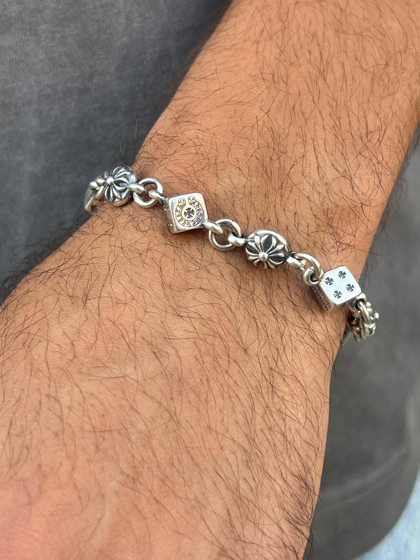 Dice Bracelet for Men's Sterling Silver 925s-(19cm)