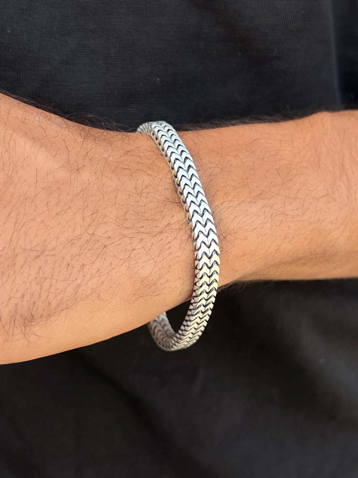 Double curb Bracelet for Men's Sterling Silver 925s
