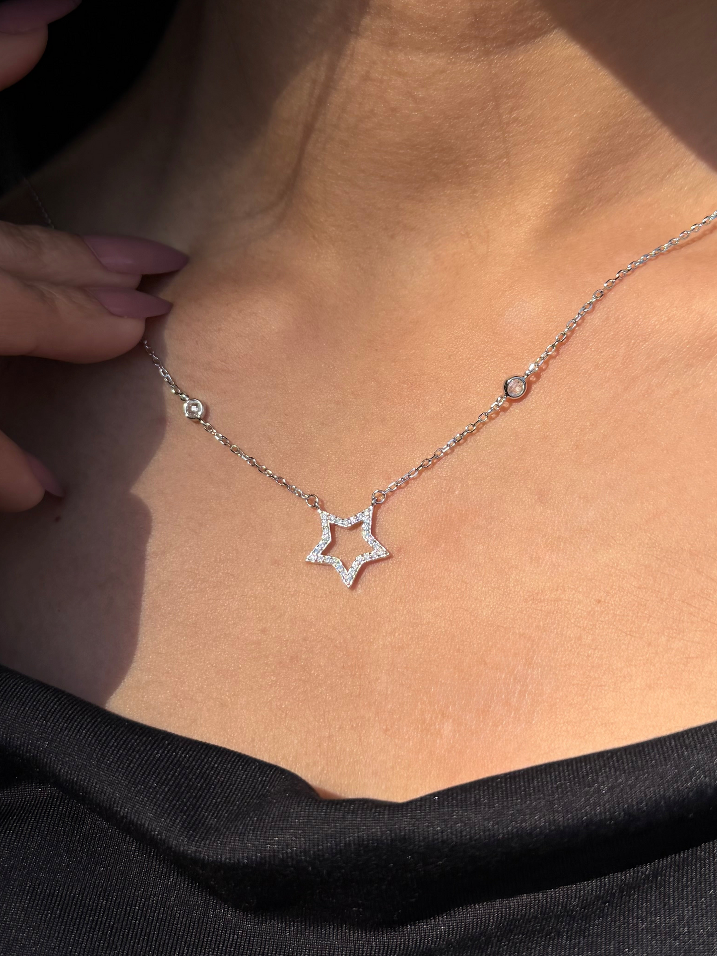 Star pendant Chain in Sterling Silver 925s
