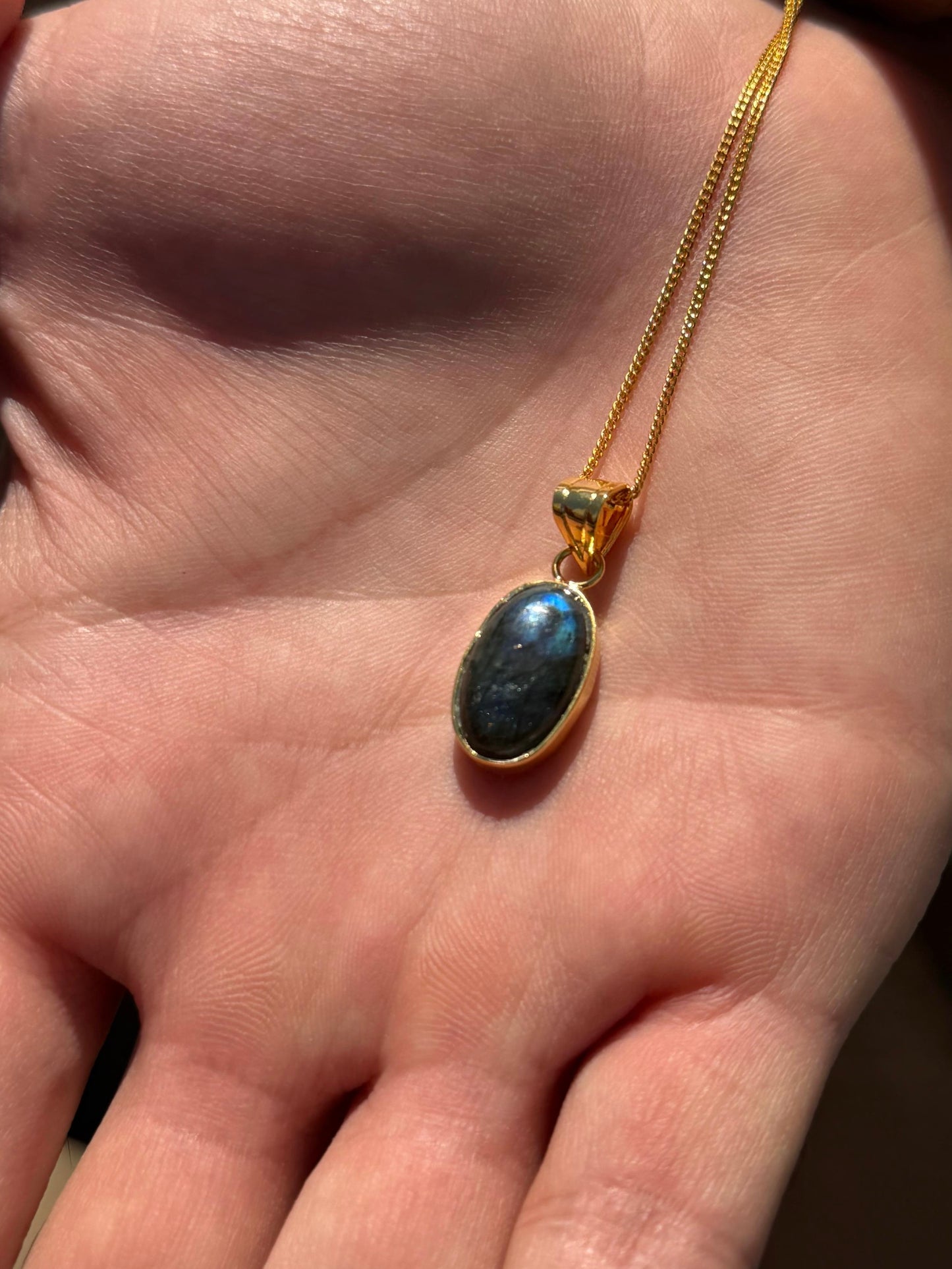 Natural labradorite stone Necklace Sterling Silver 925s