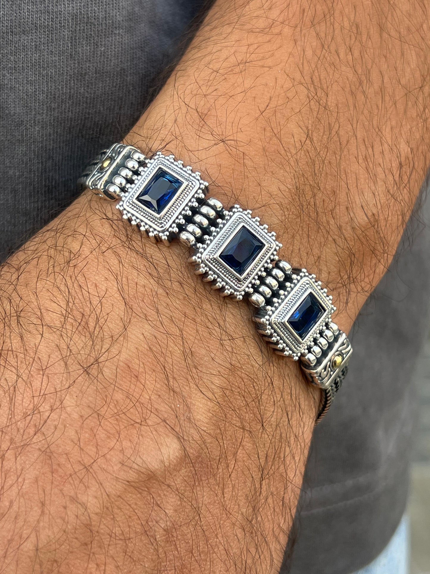 Phantom Trio Bracelet for Men's Sterling Silver 925s-(21cm-8mm)