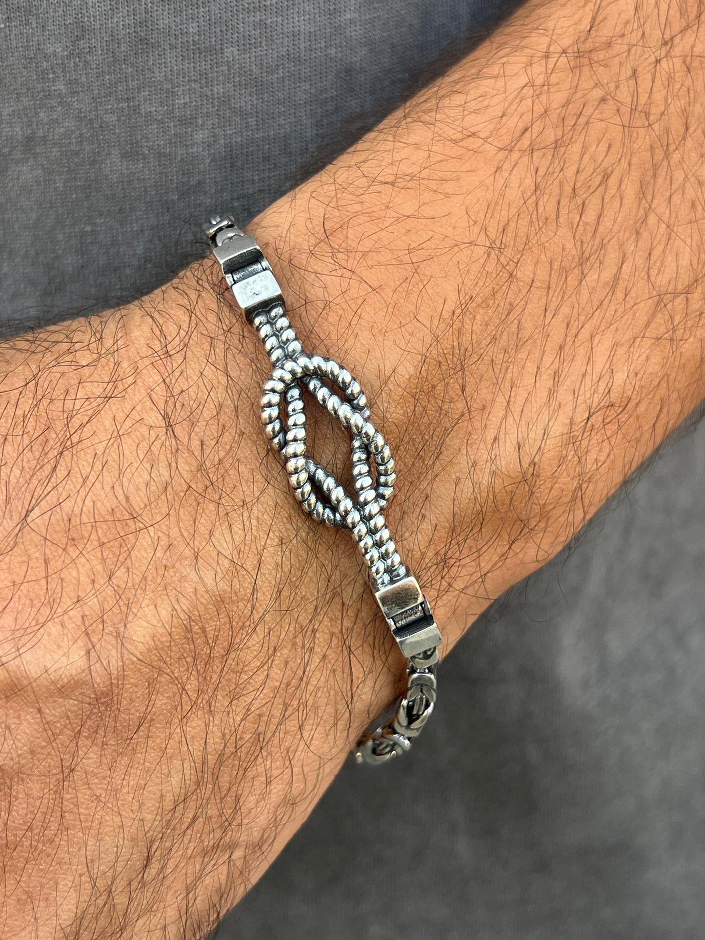 Knot✖️king bracelet-for Men's Sterling Silver 925s (20,5cm-4mm)