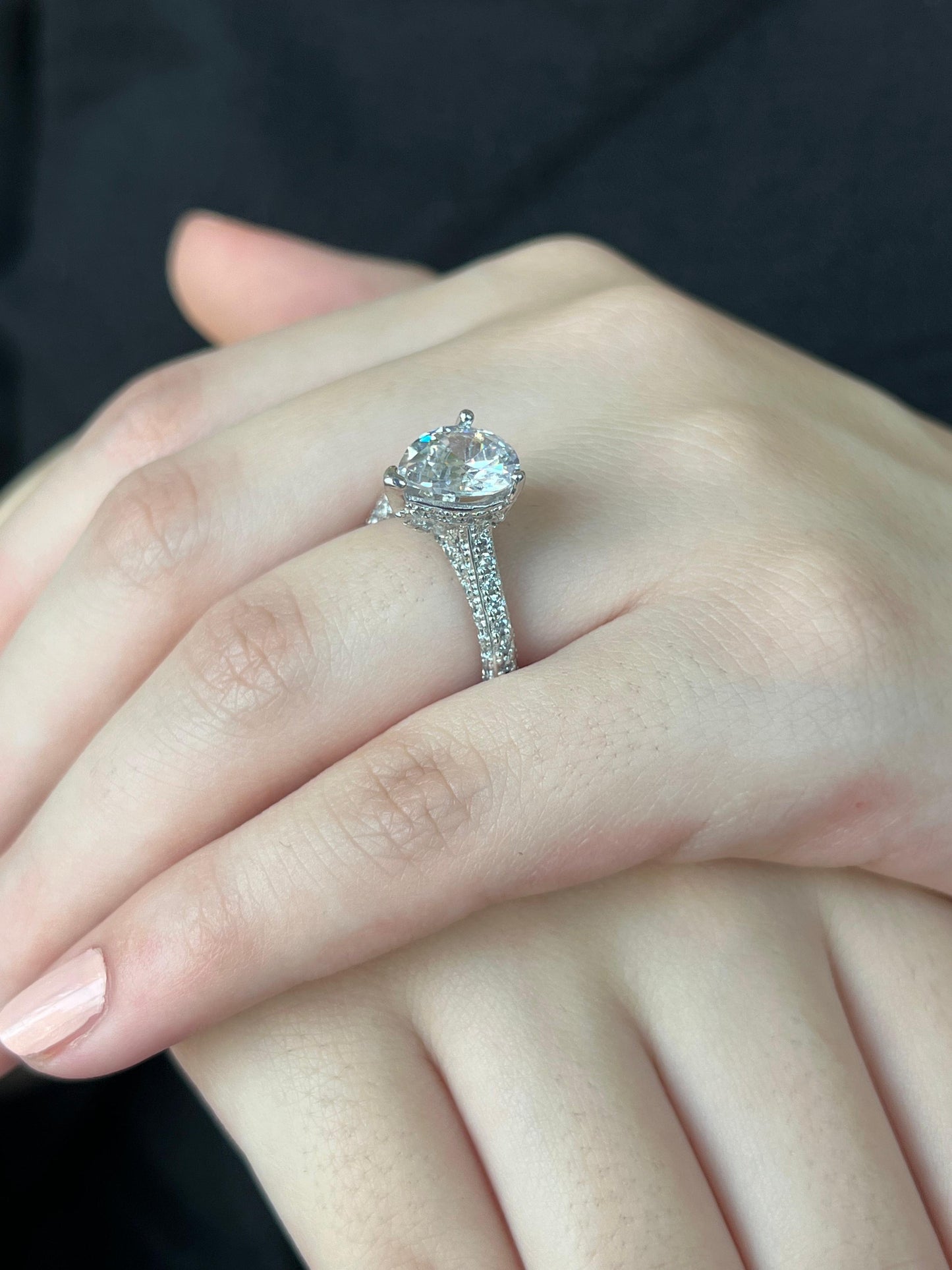 Clear teardrop Ring - pure Silver 925s -size:6,5