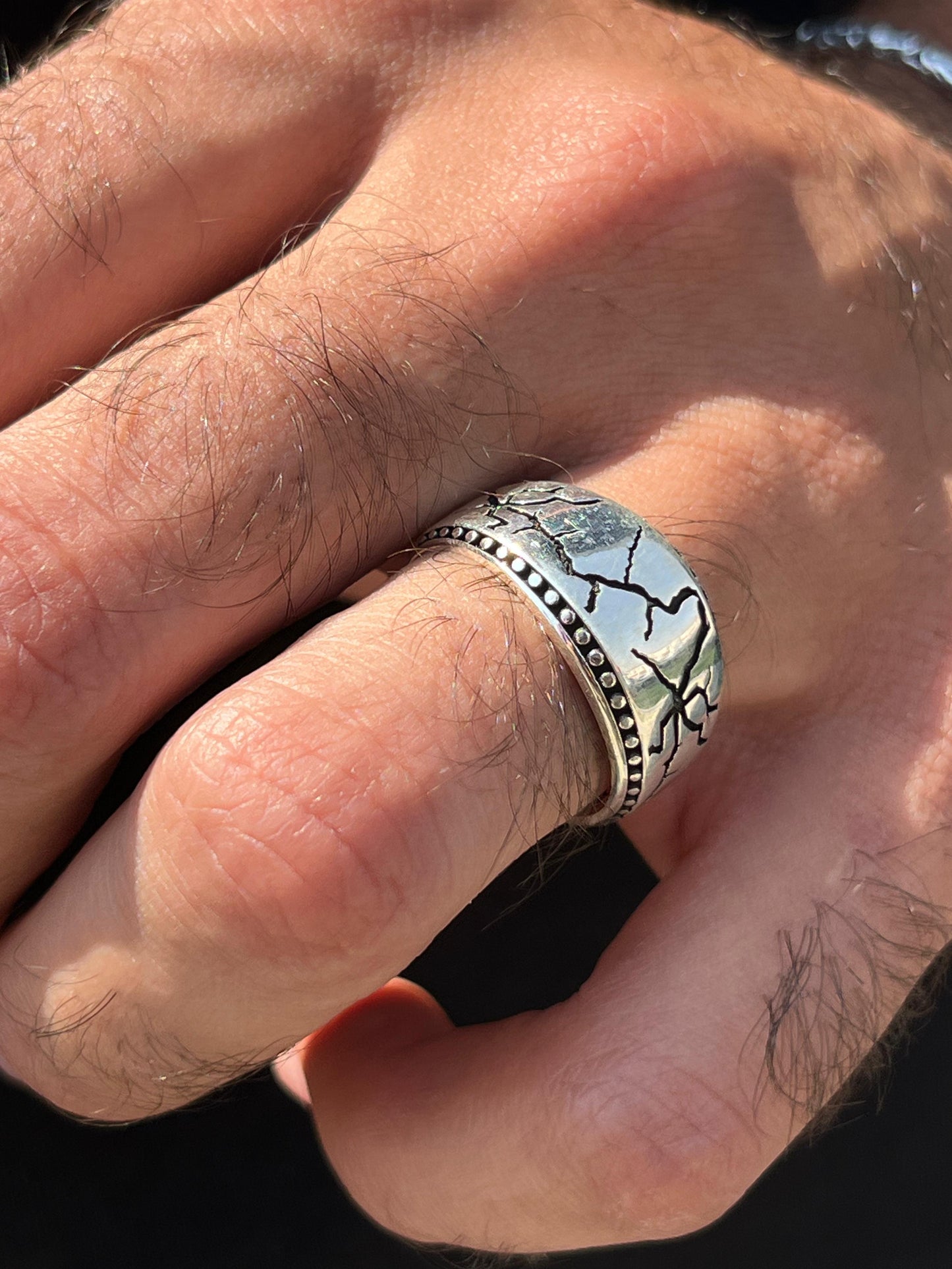 Dots Rock Ring -for Men's Sterling Silver 925s