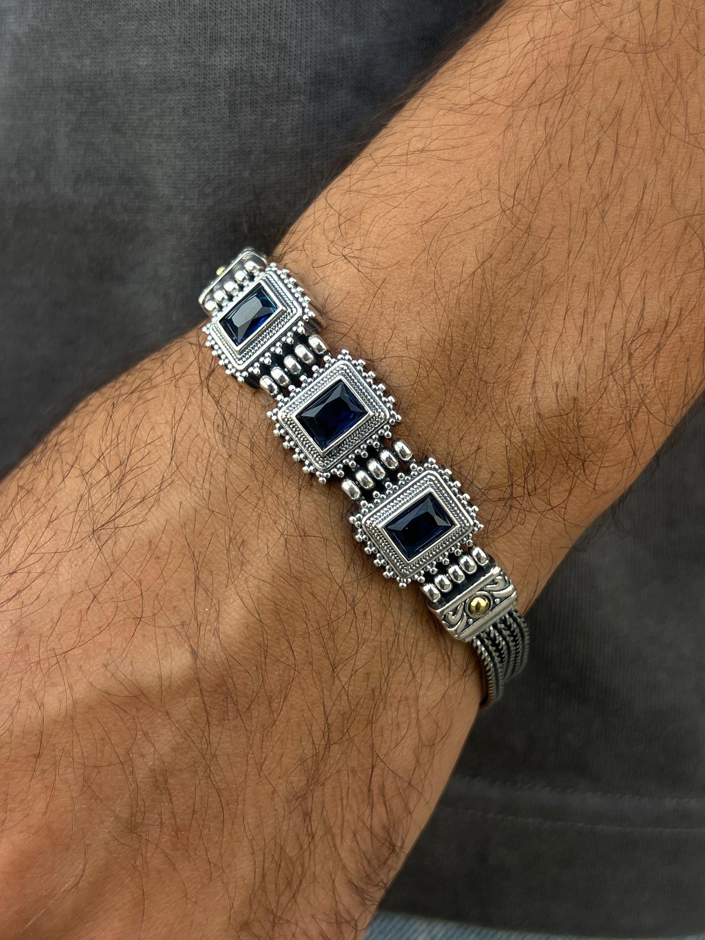 Phantom Trio Bracelet for Men's Sterling Silver 925s-(21cm-8mm)