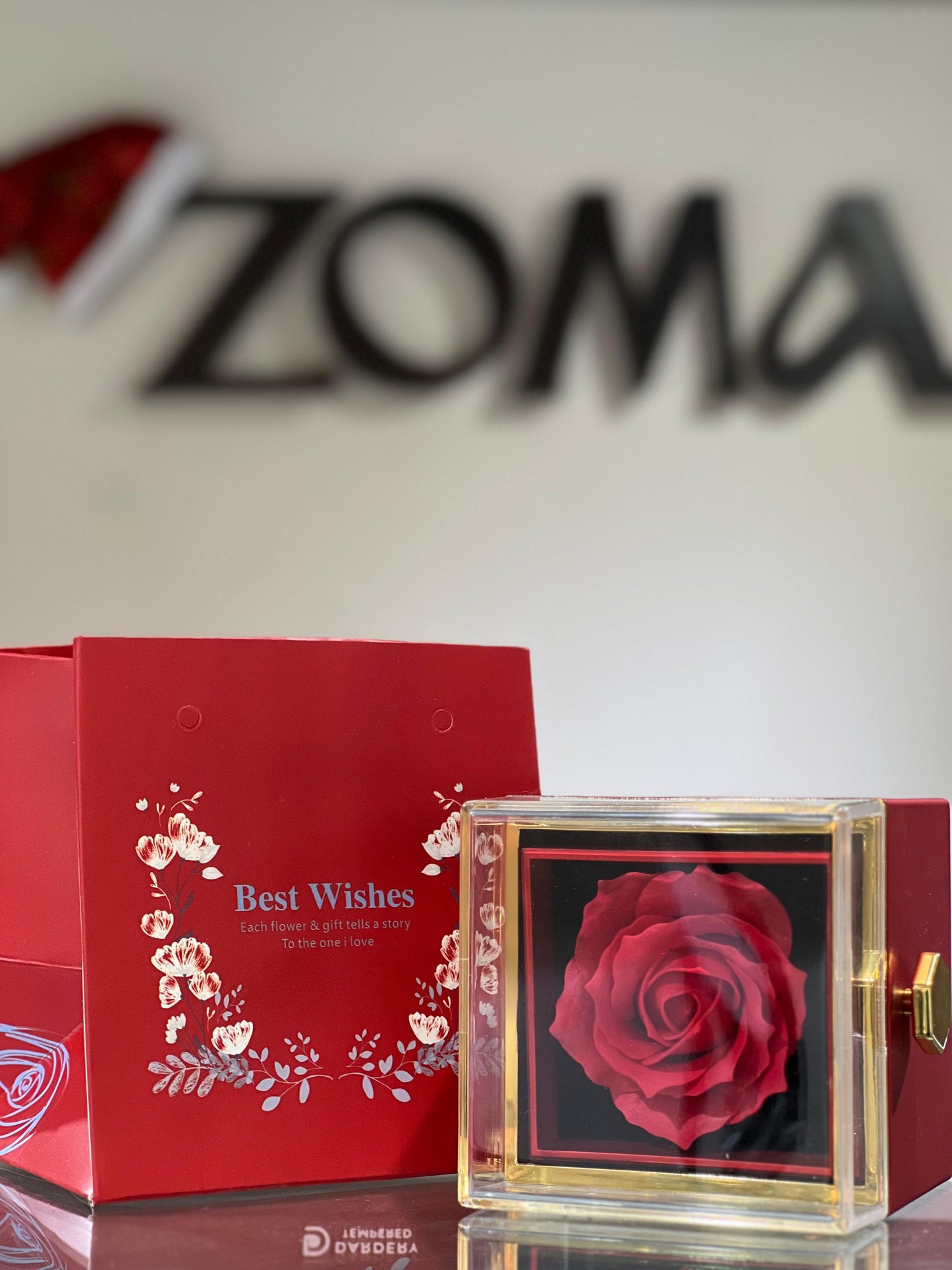 Red Rotating (Natural Flower) Box❤️🔥