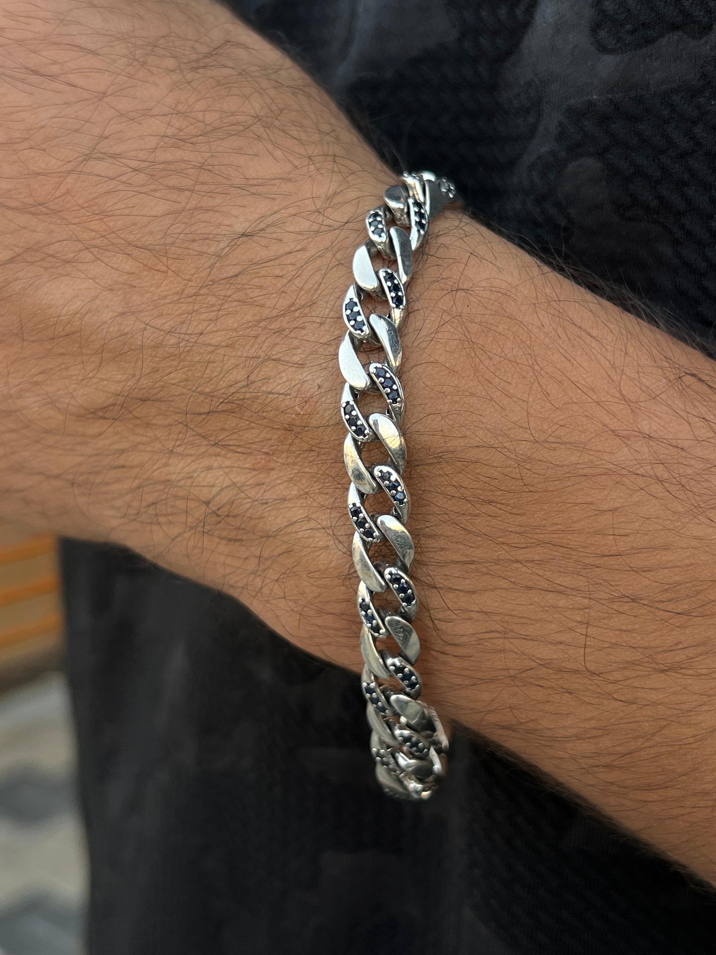 Zirconia Grommet Bracelet S925 Sterling Silver, 21.cm-9mm