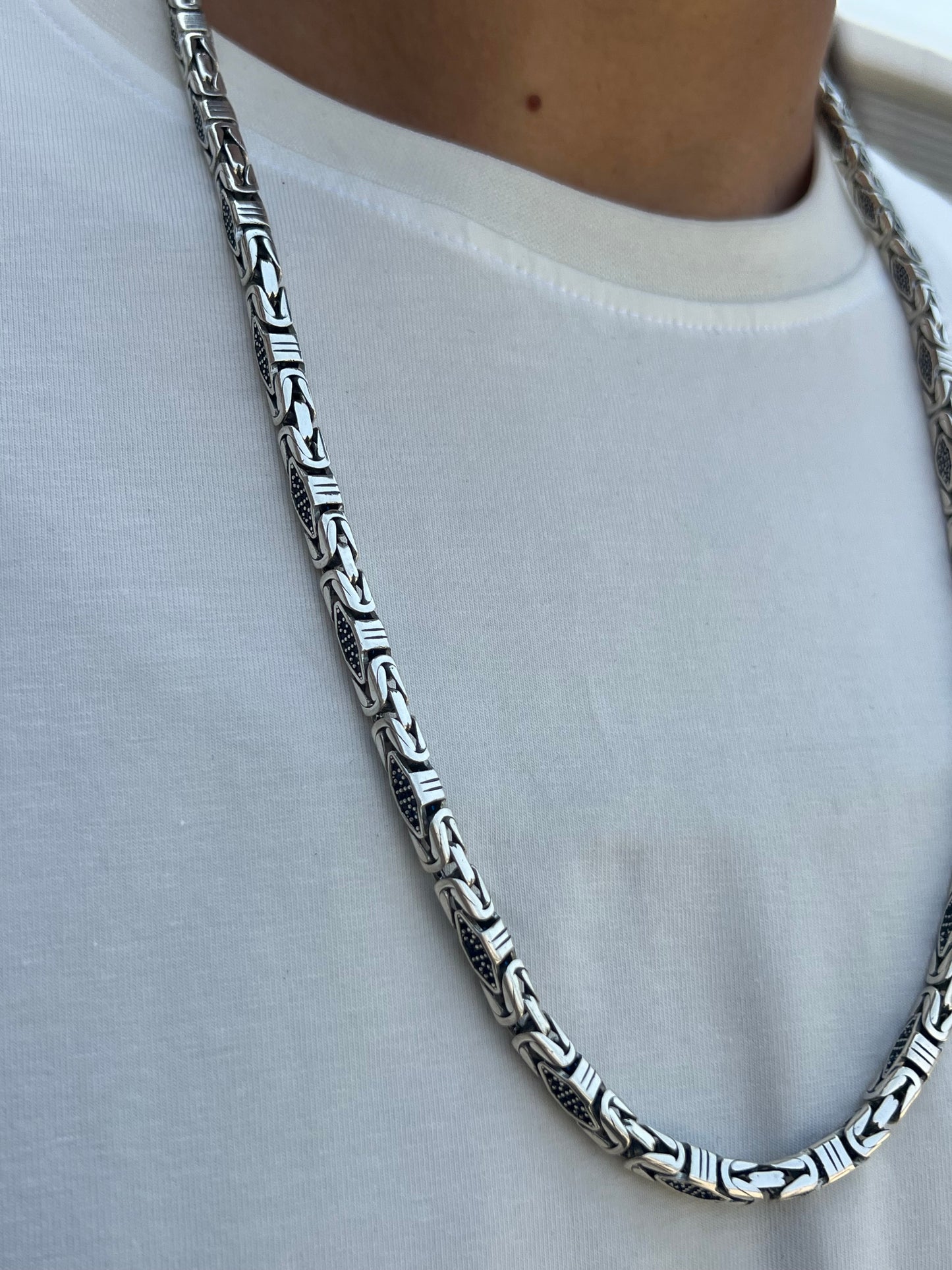 Massive zirconia King Necklace for Men Sterling Silver 925s,