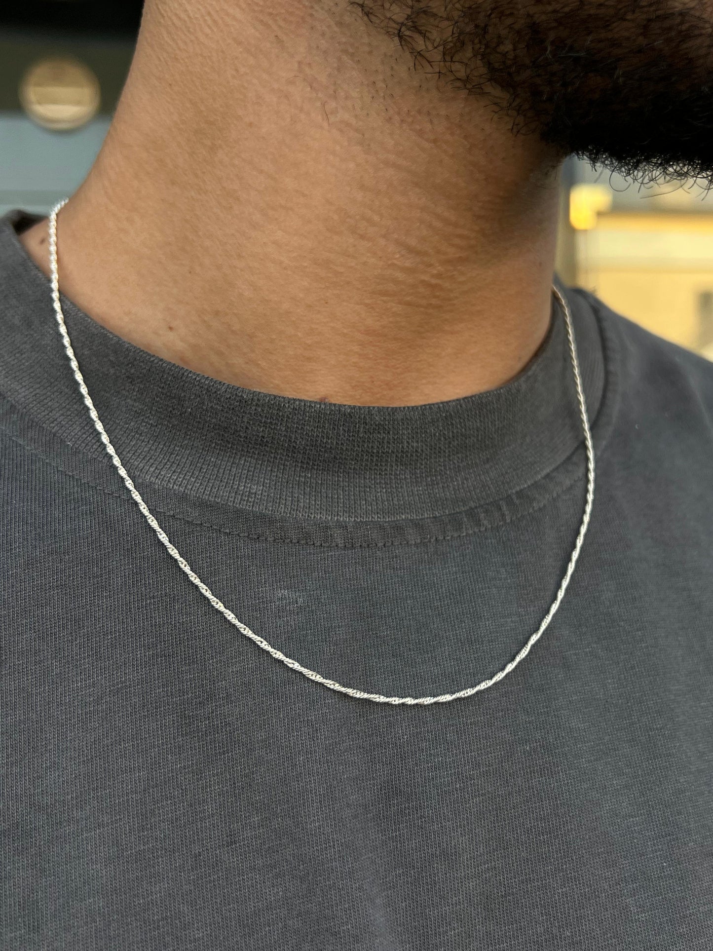 Twisted Sleek Necklace For Men Sterling Silver - 925