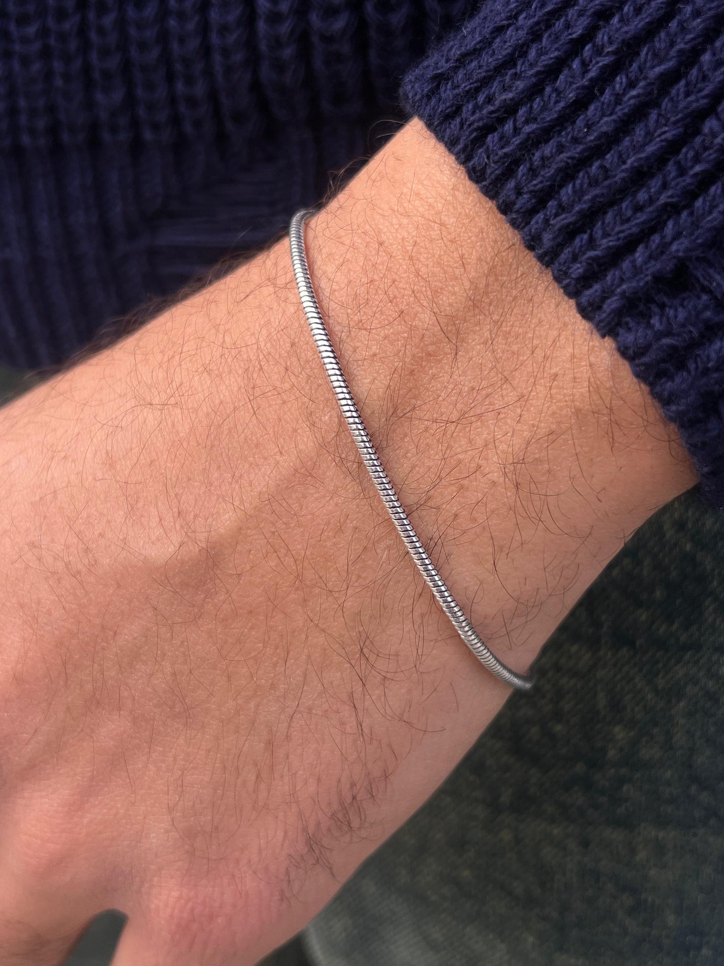 Rattail -S925 Sterling Silver Bracelet for men-(2mm)