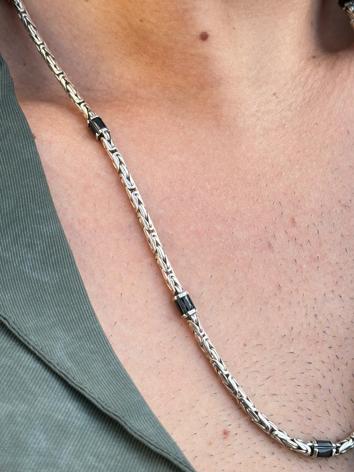 Noir King Necklaces for Men's Sterling Silver 925s-3mm-