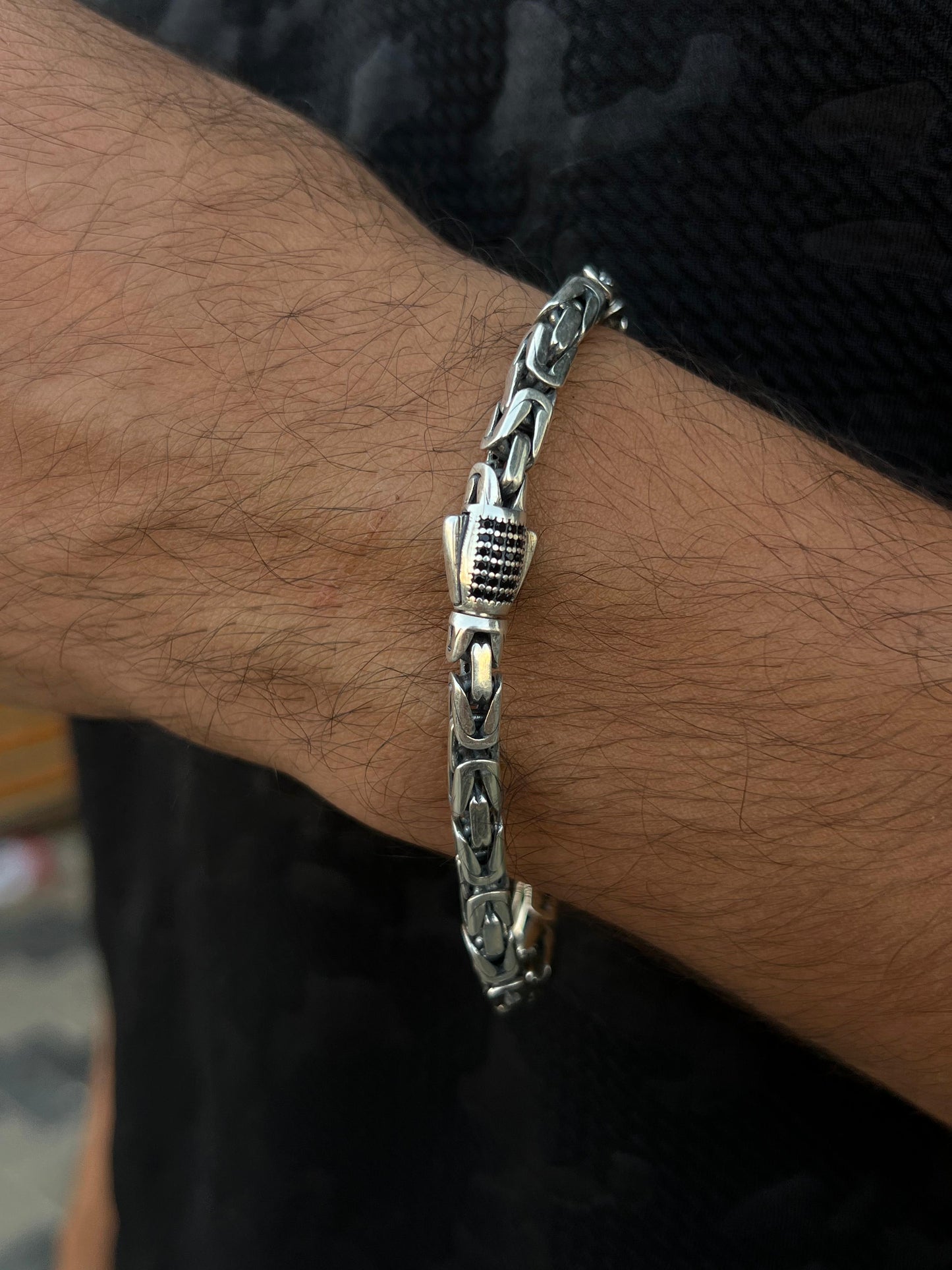 Thick King Bracelet for Men Sterling Silver 925s,21cm-5mm