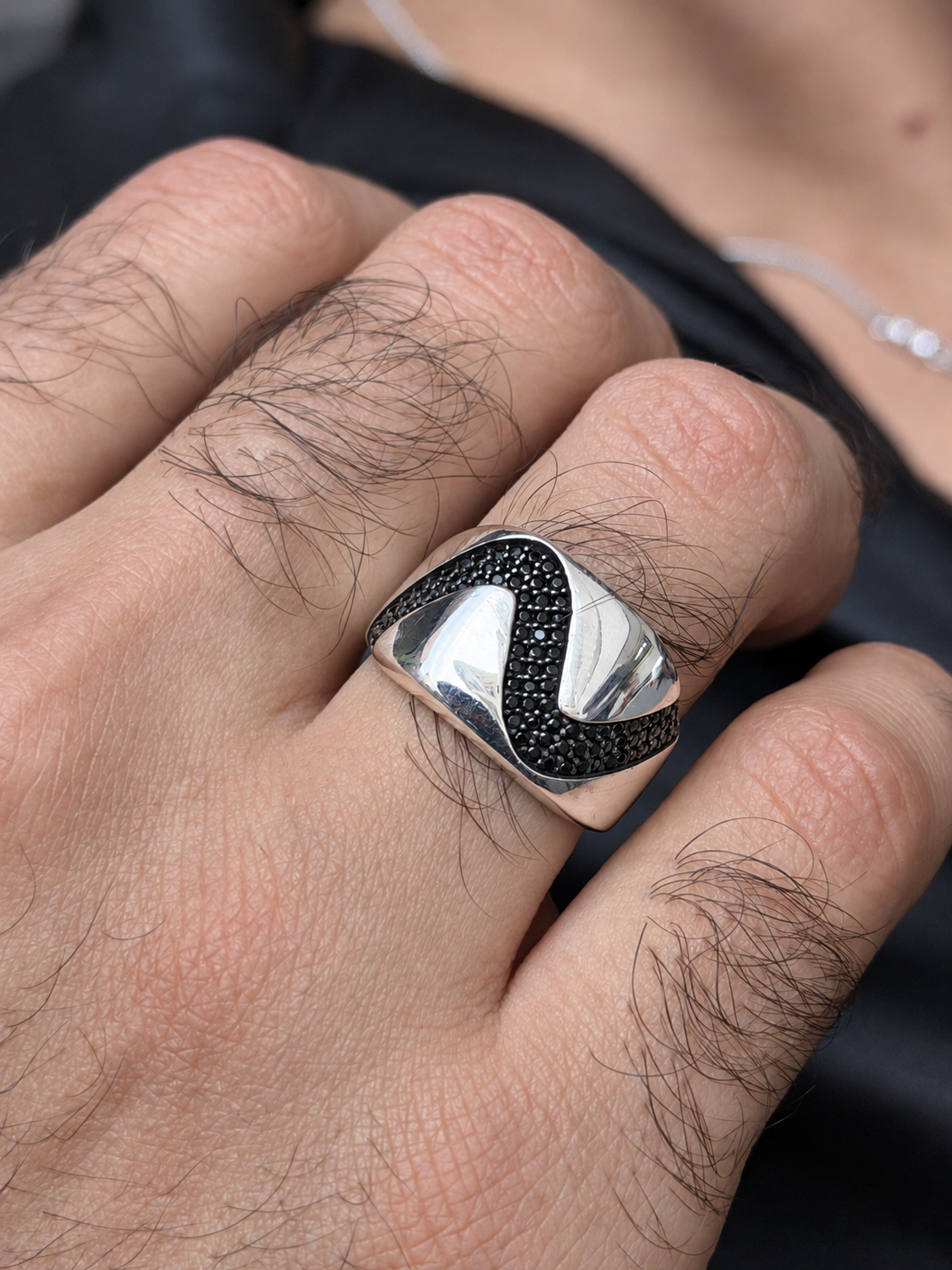 Shadow wave Ring -Sterling Silver 925s