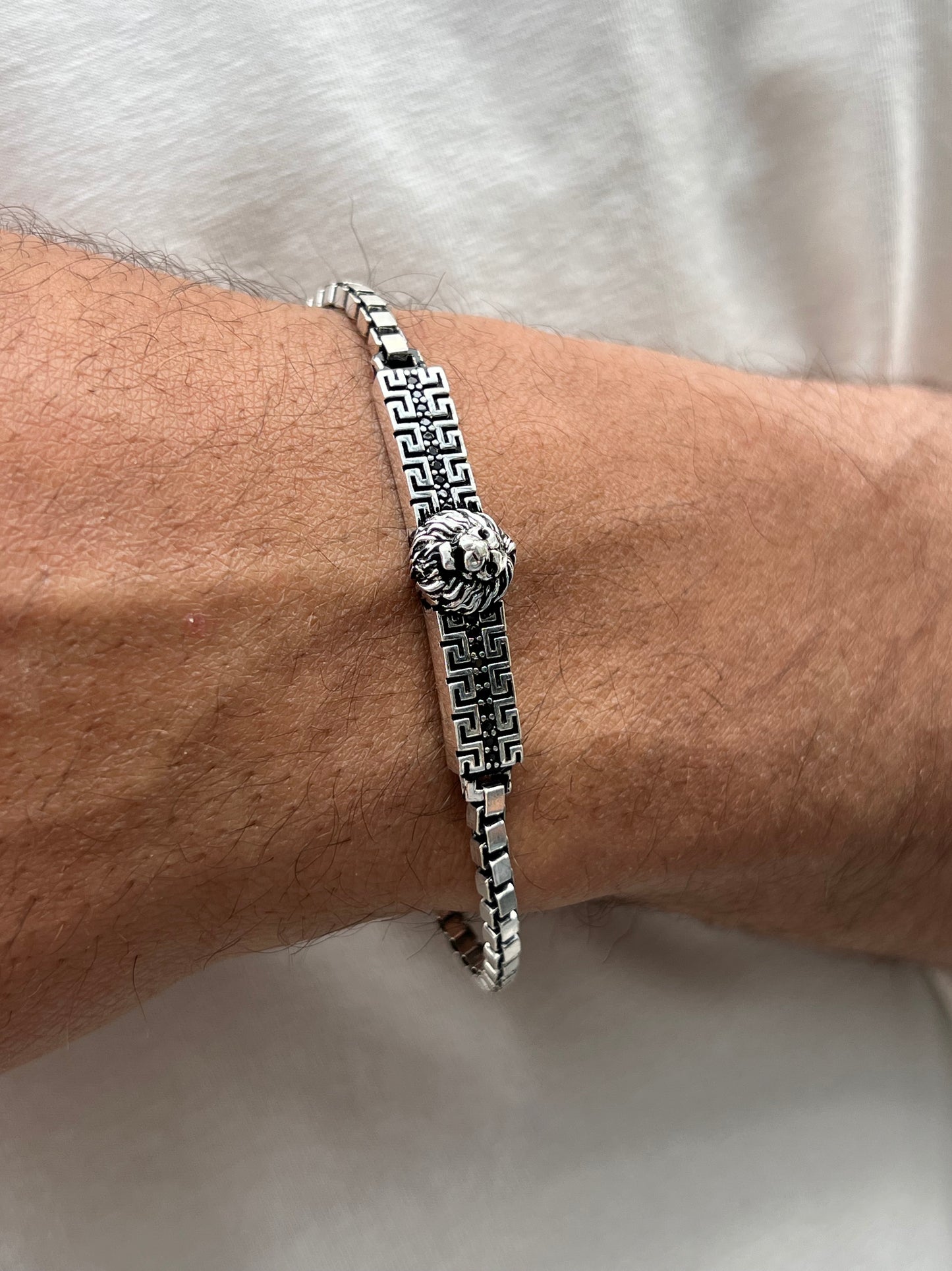 Versace Lion Bracelet for Men's Sterling Silver 925s-18cm