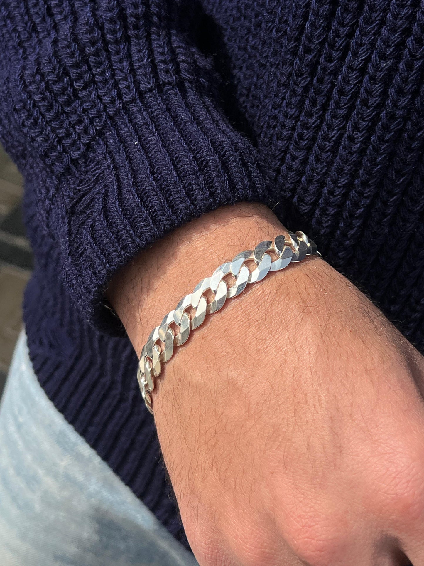 Miami Grommet Bracelet-Pure Silver 925(21cm-12mm)