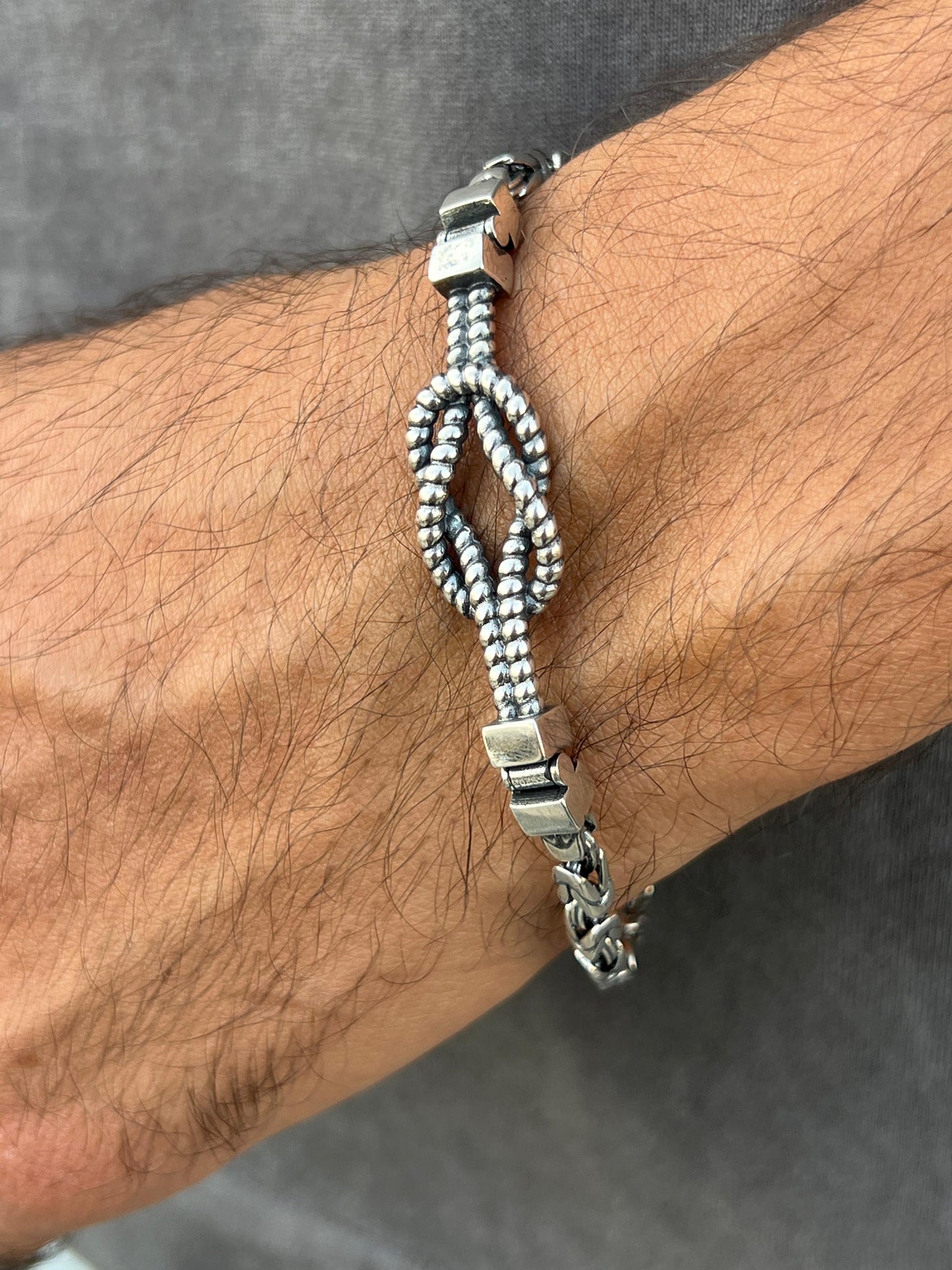Knot✖️king bracelet-for Men's Sterling Silver 925s (20,5cm-4mm)