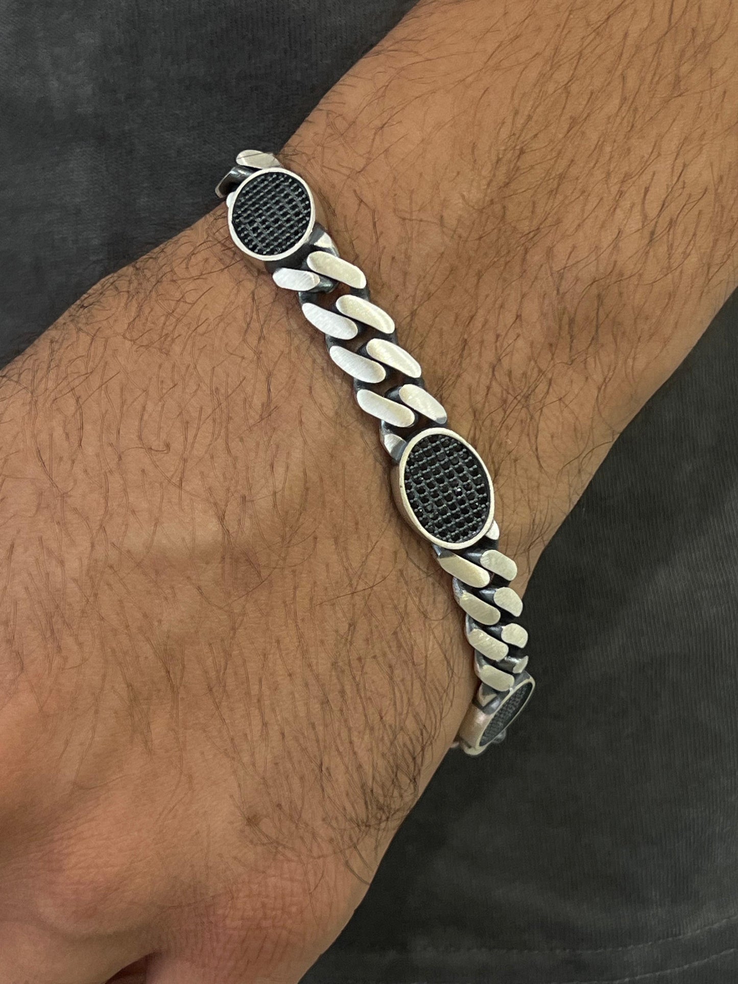 Shadow Knight-S925 Sterling Silver Bracelet for men-22cm