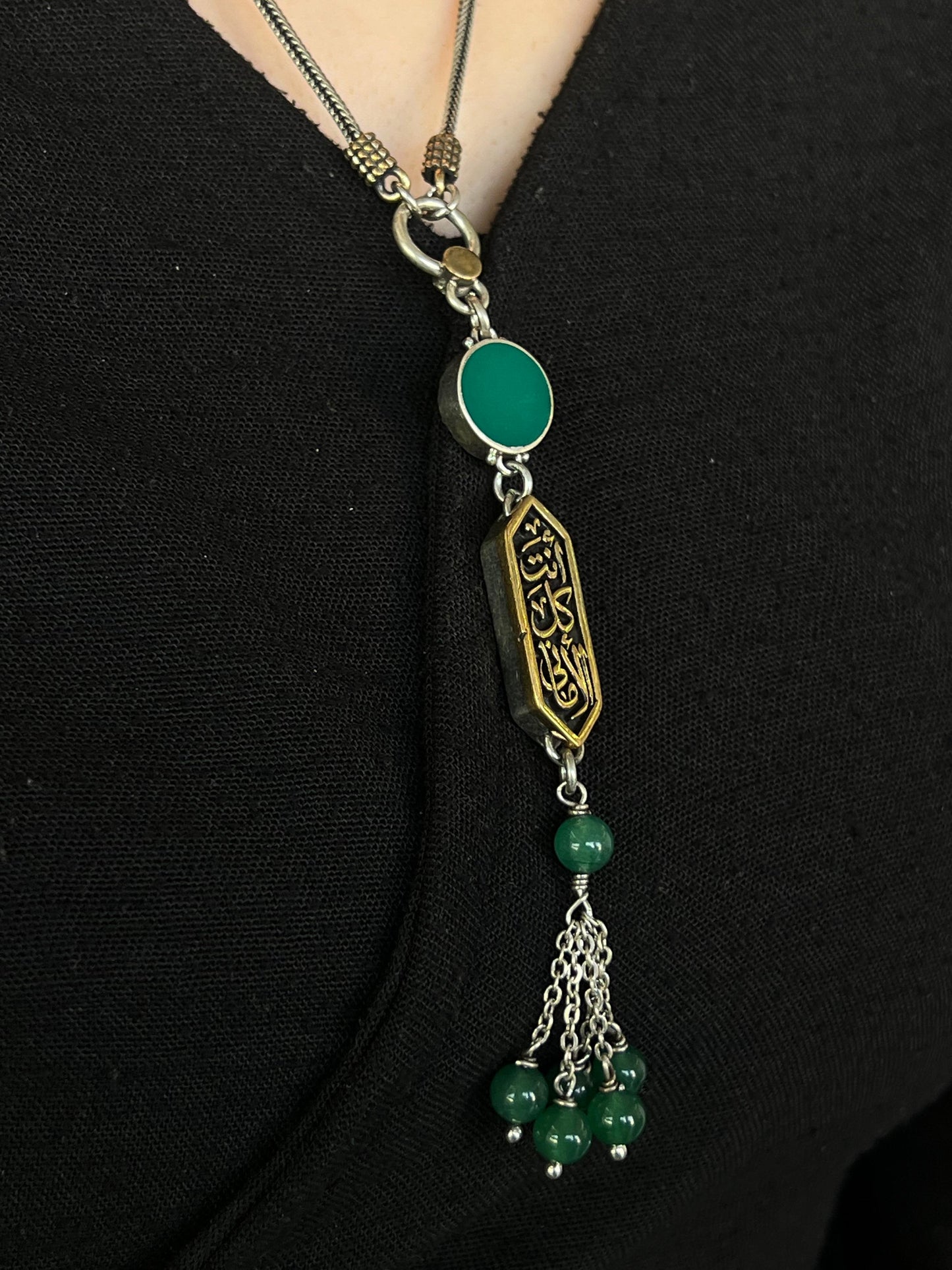Arabic Necklace (أنت كل الأماني) T Lock - pure Silver -35cm
