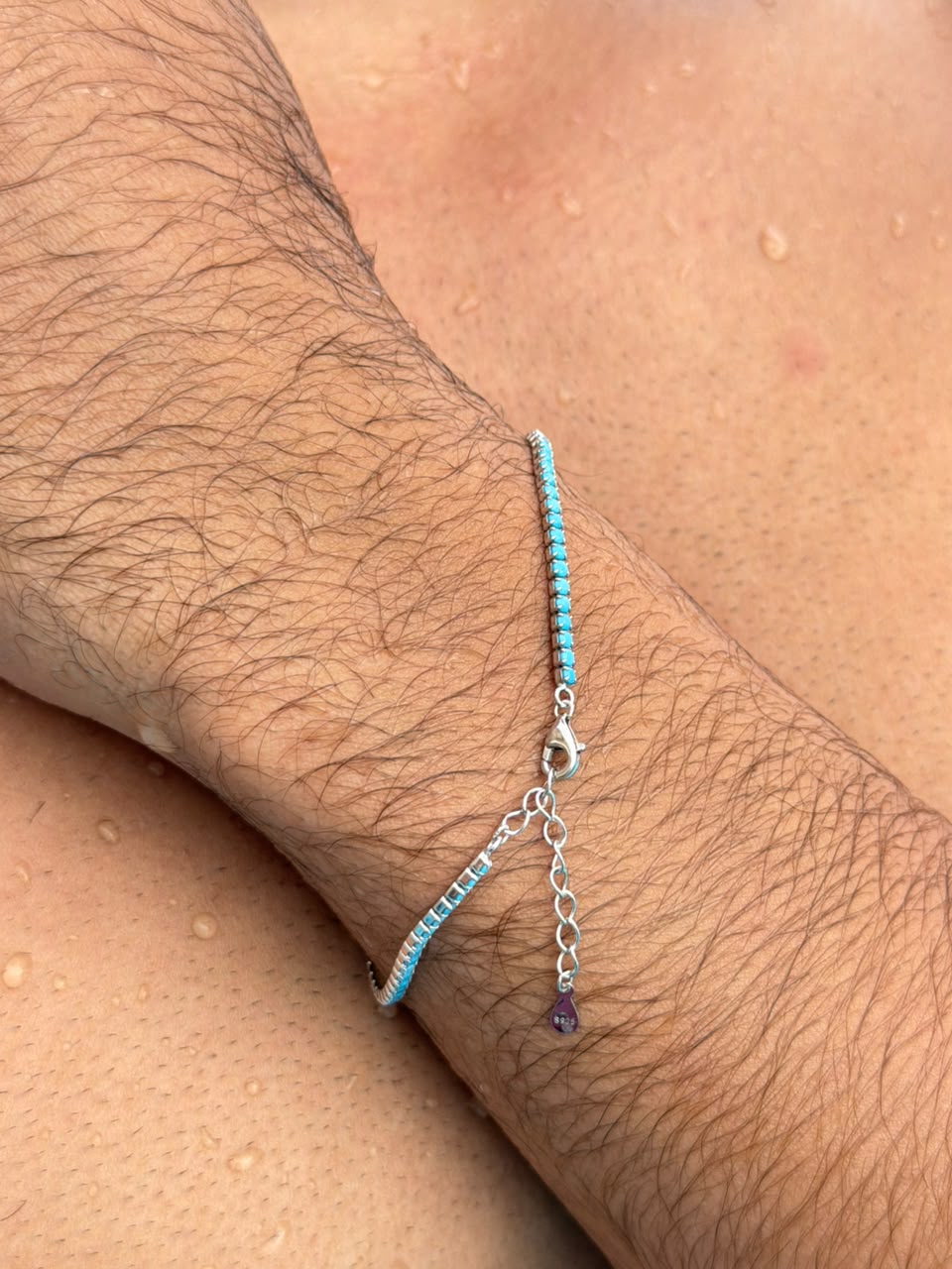 Turquoise Tennis Bracelet Sterling Silver 925s-(2.2mm)