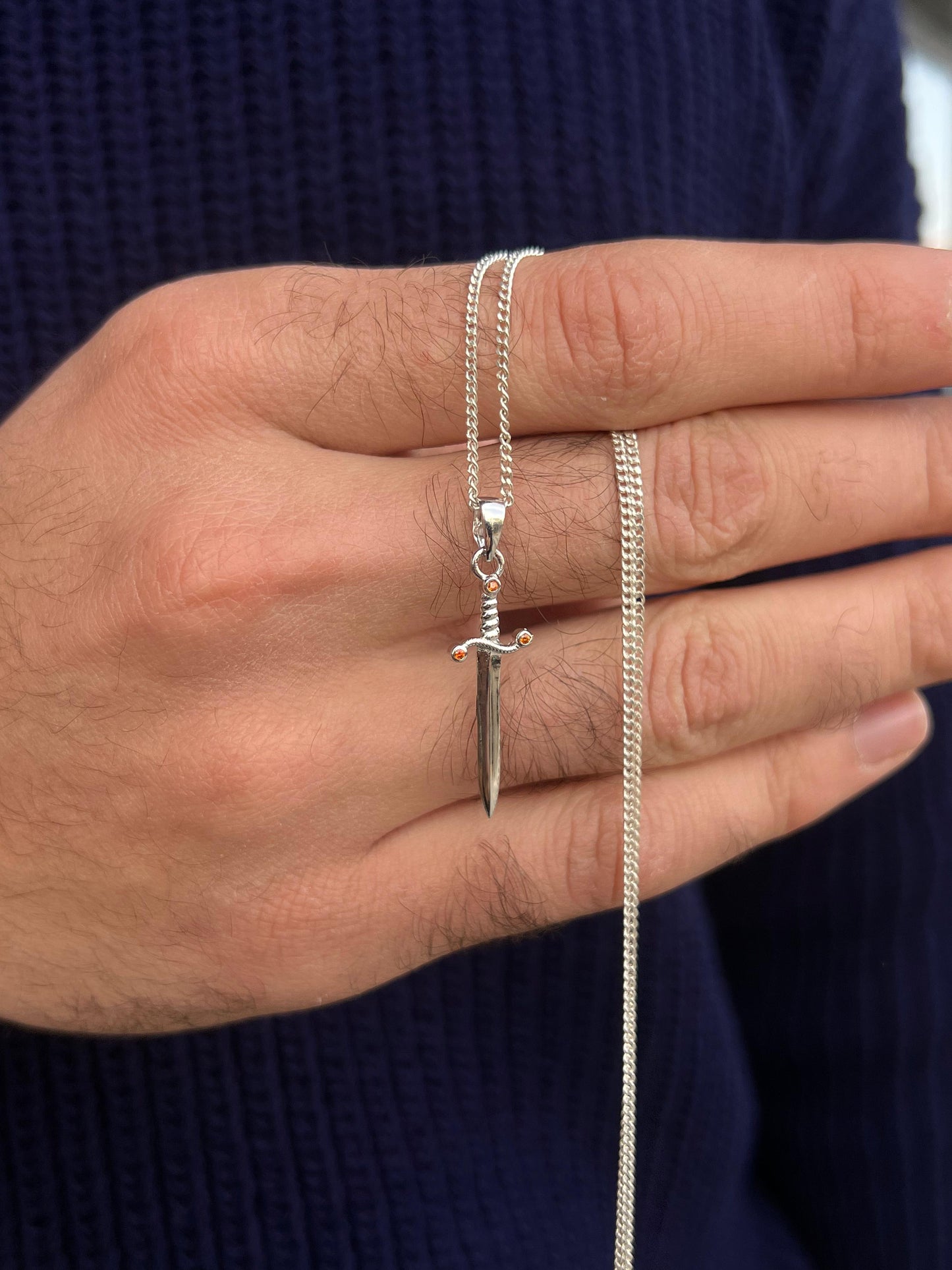 Sword- Grommet Necklace Sterling Silver 925s