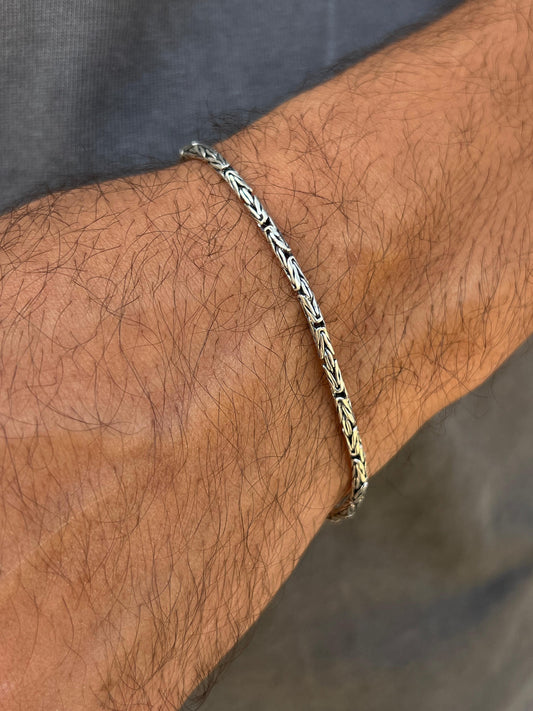 Rounded king Bracelet for Men's Sterling Silver 925s-20cm