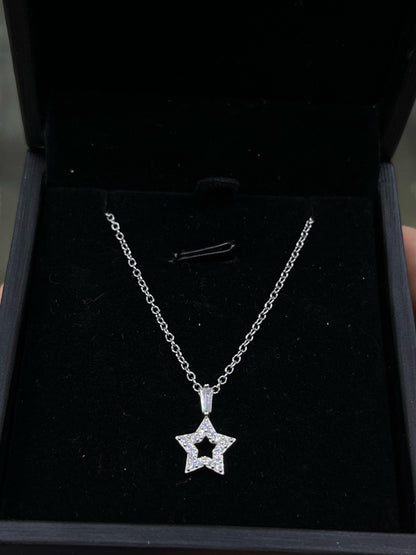 Star zirconia Necklace -sterling Silver-925s