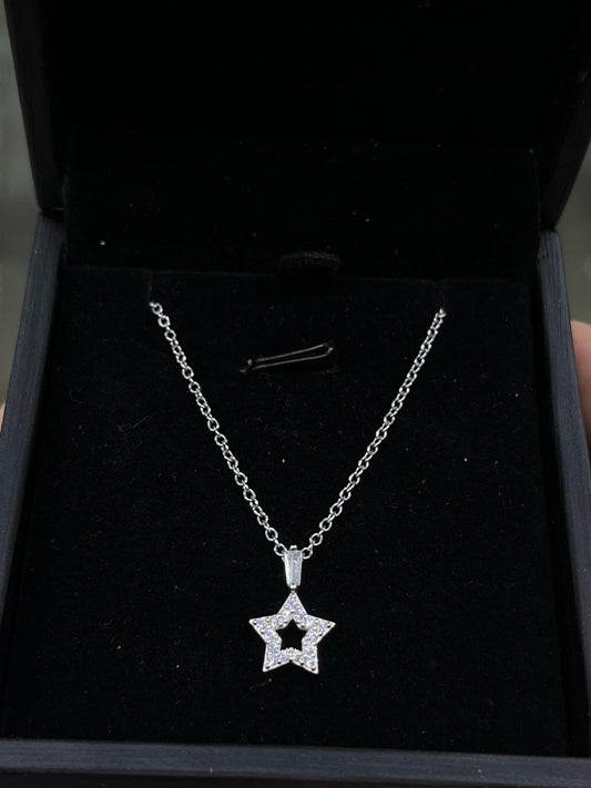Star zirconia Necklace -sterling Silver-925s