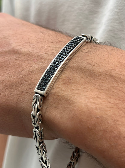 Black zirconia king bracelet S925 Sterling Silver for men