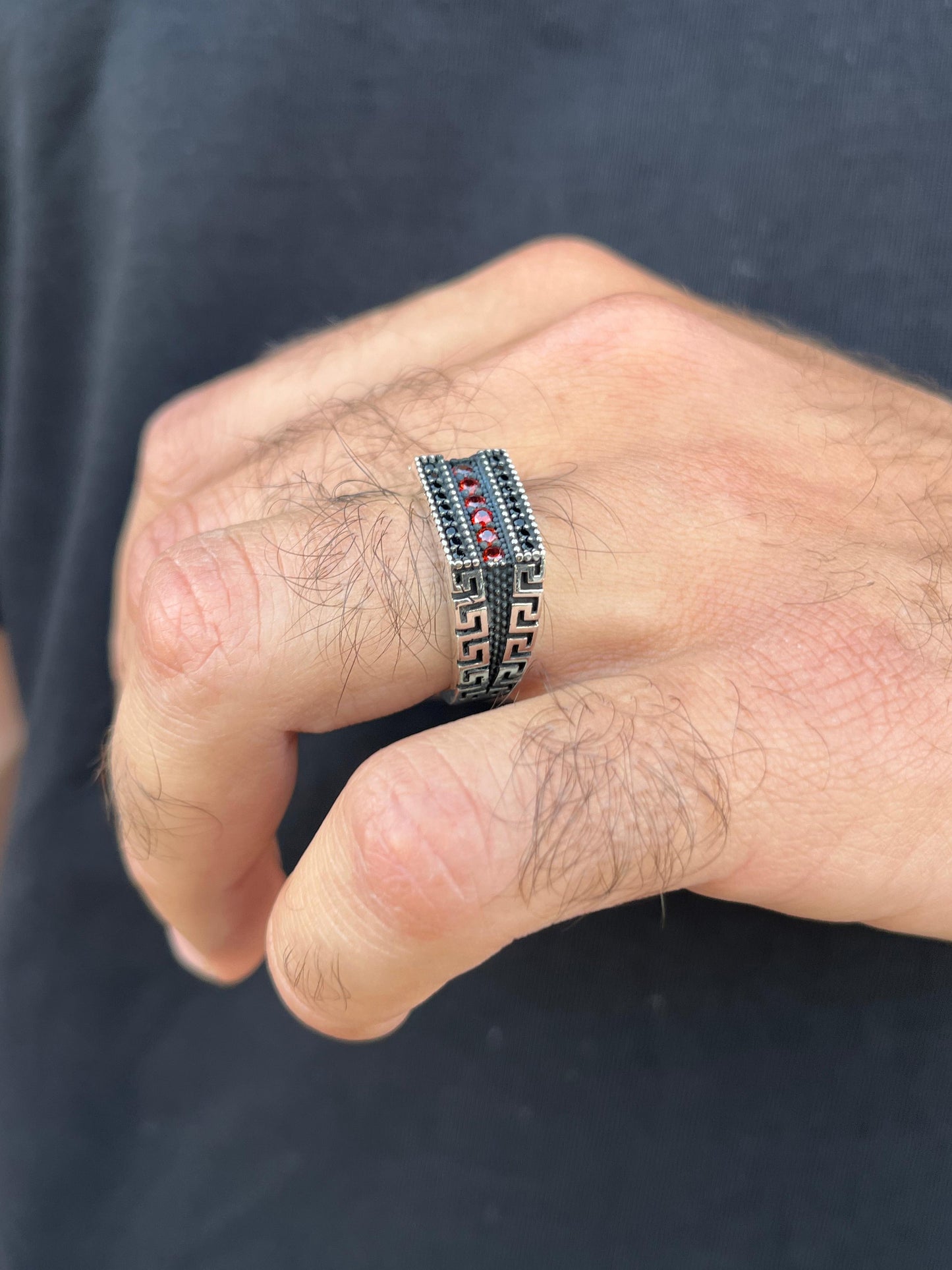 Dark Chevron Ring -for Men's Sterling Silver 925s