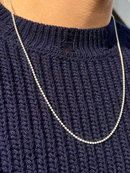 Beaded Necklace for Men's Sterling Silver 925s- (60cm-2mm)