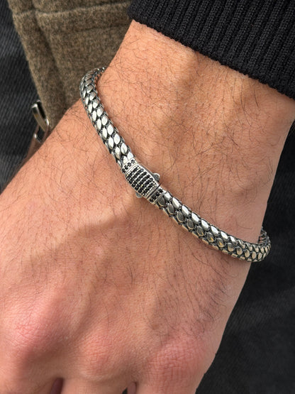 Skin Bracelet for Men's Sterling Silver 925s-21cm-6mm