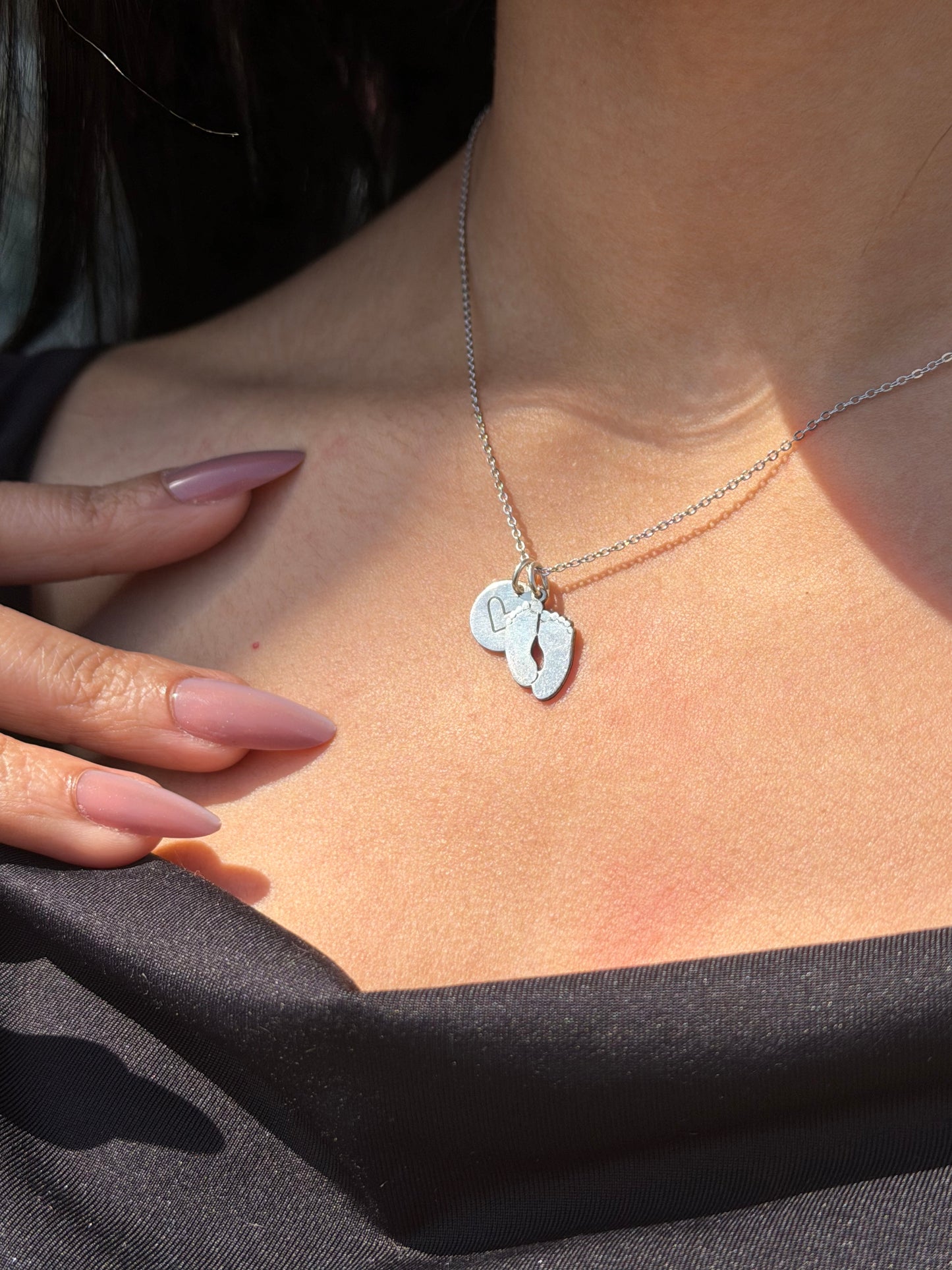 Baby Foot with Love charm Necklace 925s