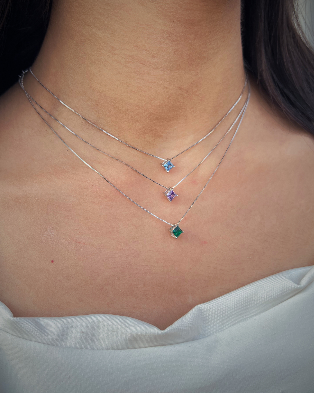 Color Pop Cubic Necklace – Italian sterling Silver Necklace-925s