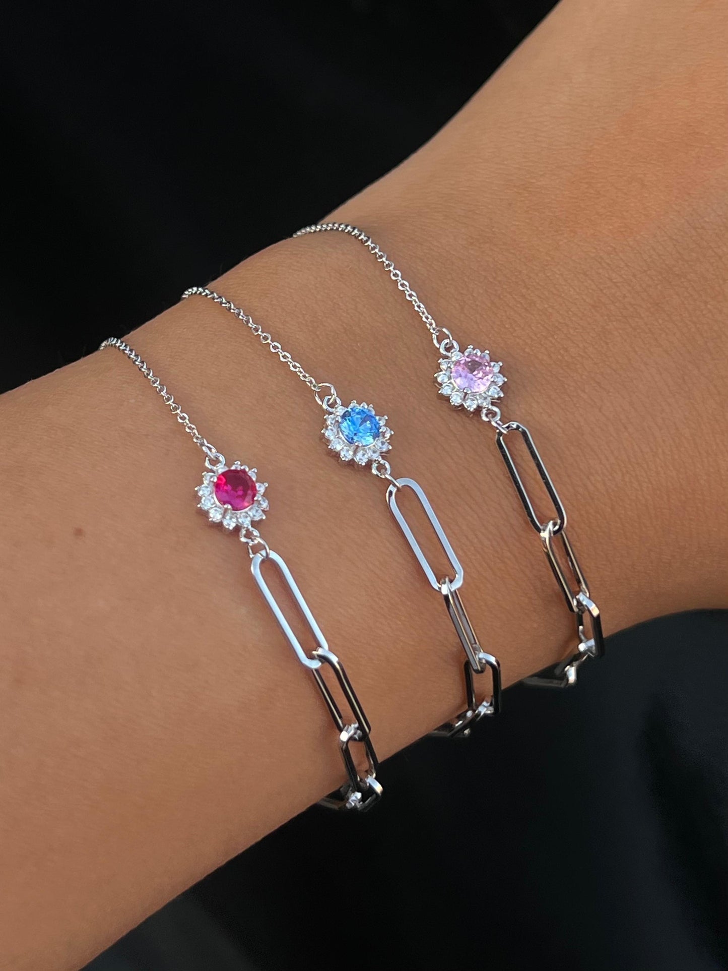 Pop Zirconia Double Sided Bracelet -in Sterling Silver -925