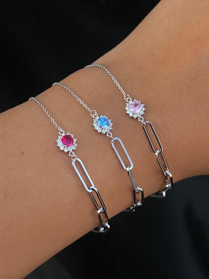 Pop Zirconia Double Sided Bracelet -in Sterling Silver -925