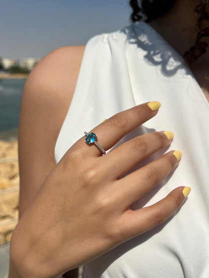 Ocean Blue  Ring in Sterling Silver -925