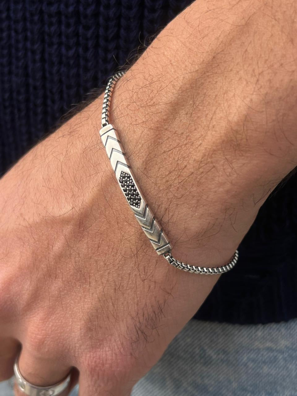 Arrow Zirconia Bracelet for Men's Sterling Silver 925s-(20cm-4mm)