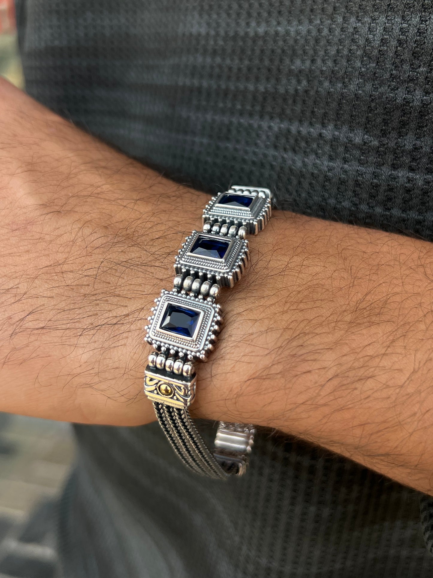 Phantom Trio Bracelet for Men's Sterling Silver 925s-(21cm-8mm)