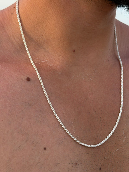 White Rope Necklace for Men's Sterling Silver 925s(60cm-3mm)