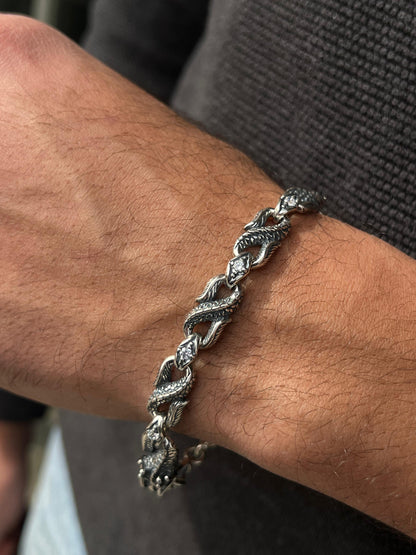 Limited Edition-Dragon bracelet for men-Pure925s (21cm-9mm)