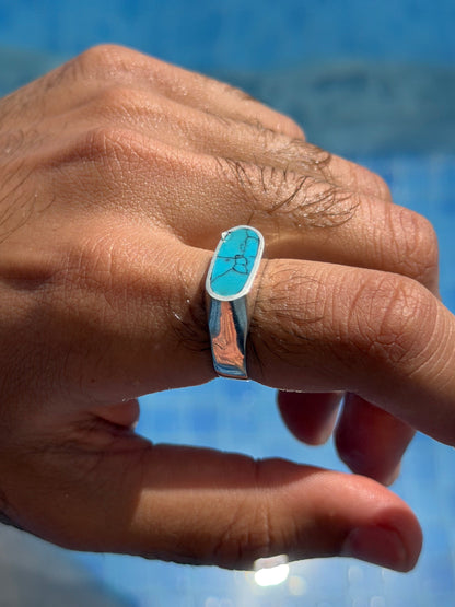 Turquoise Dome Signet Ring in Sterling Silver 925s