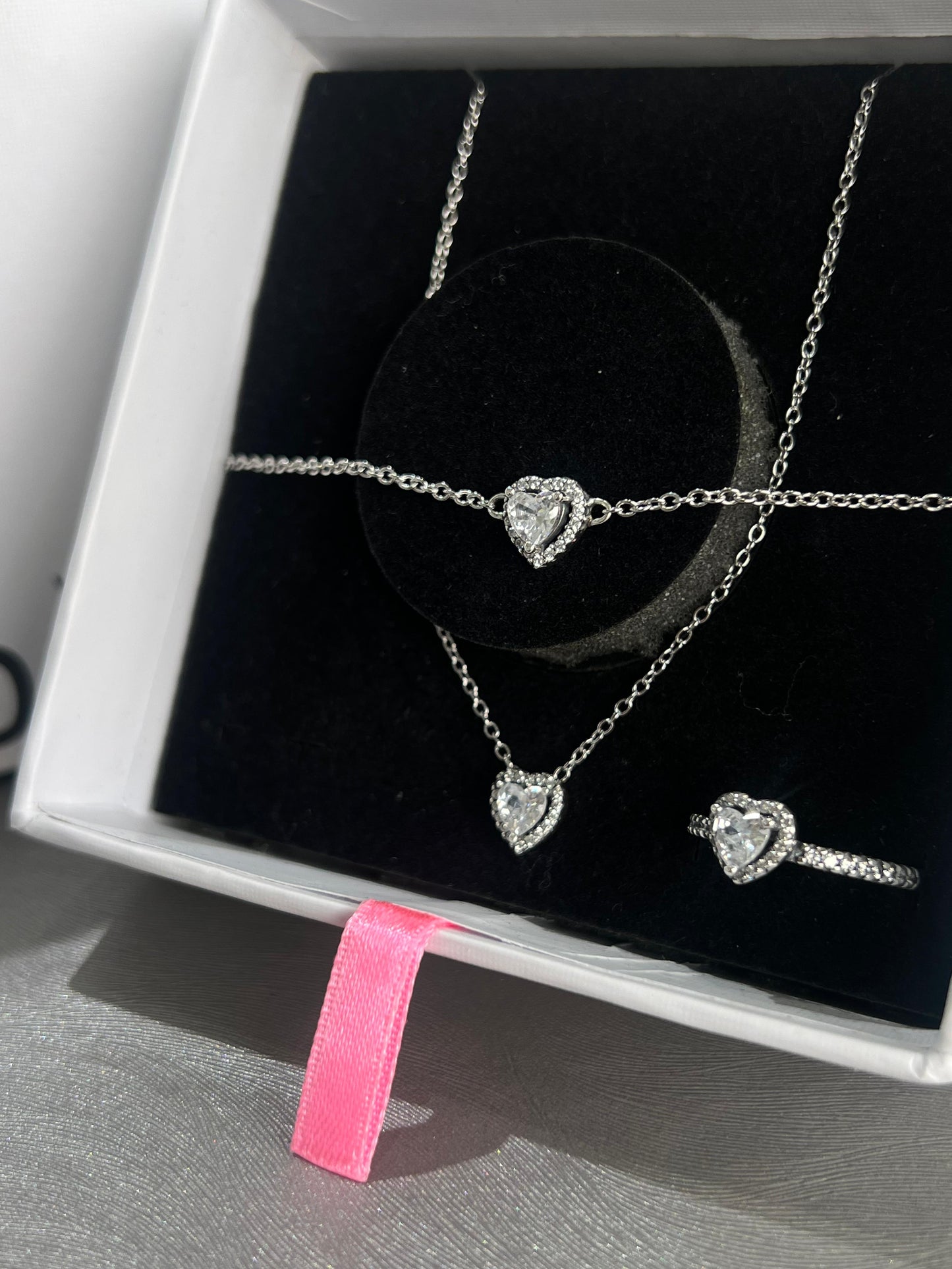 Heart Trio Set with bracelet-Italian Silver 925