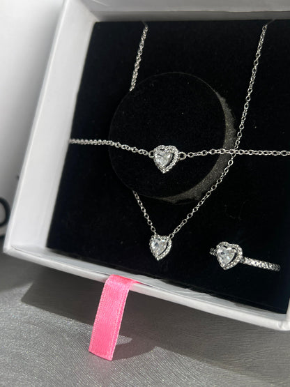 Heart Trio Set with bracelet-Italian Silver 925