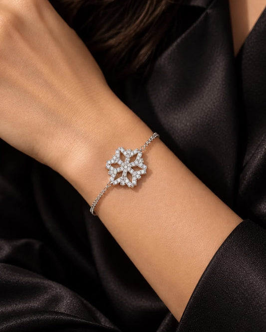Large Ice Flake Zirconia Bracelet -in Sterling Silver -925