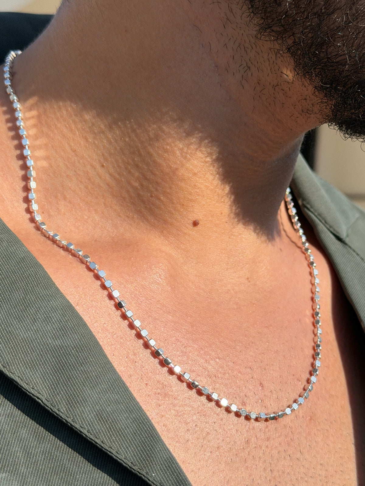 Cubes Flow Necklaces for Men's Sterling Silver 925s-2.5mm-